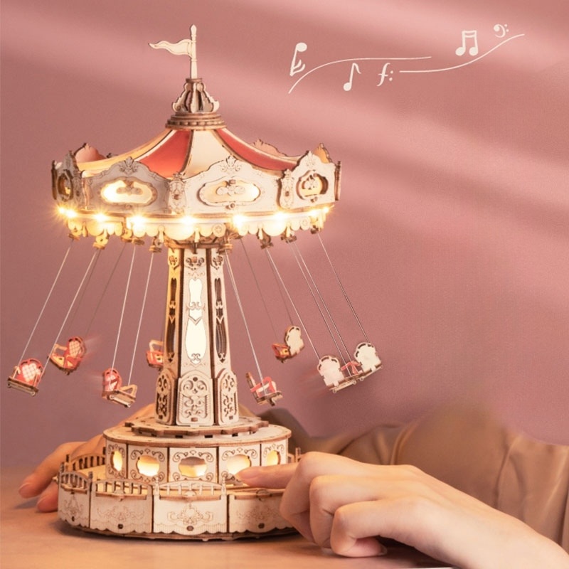 서프라이즈 놀이터 회전 오르골 수제 조립 선물 DIY 회전목마 컵 놀이동산 낙하산 오르골 이미지 6
