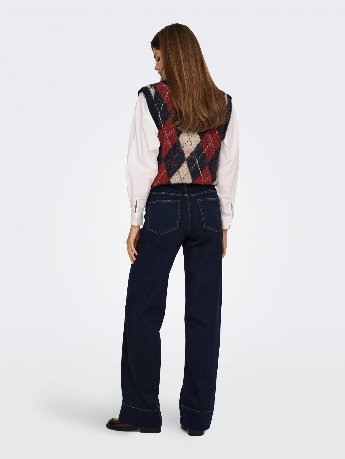 온리 데님 하이웨이스트 진청 와이드핏 청바지 15366673_2114 BLUE / DARK BLUE DENIM - 상세 이미지 2
