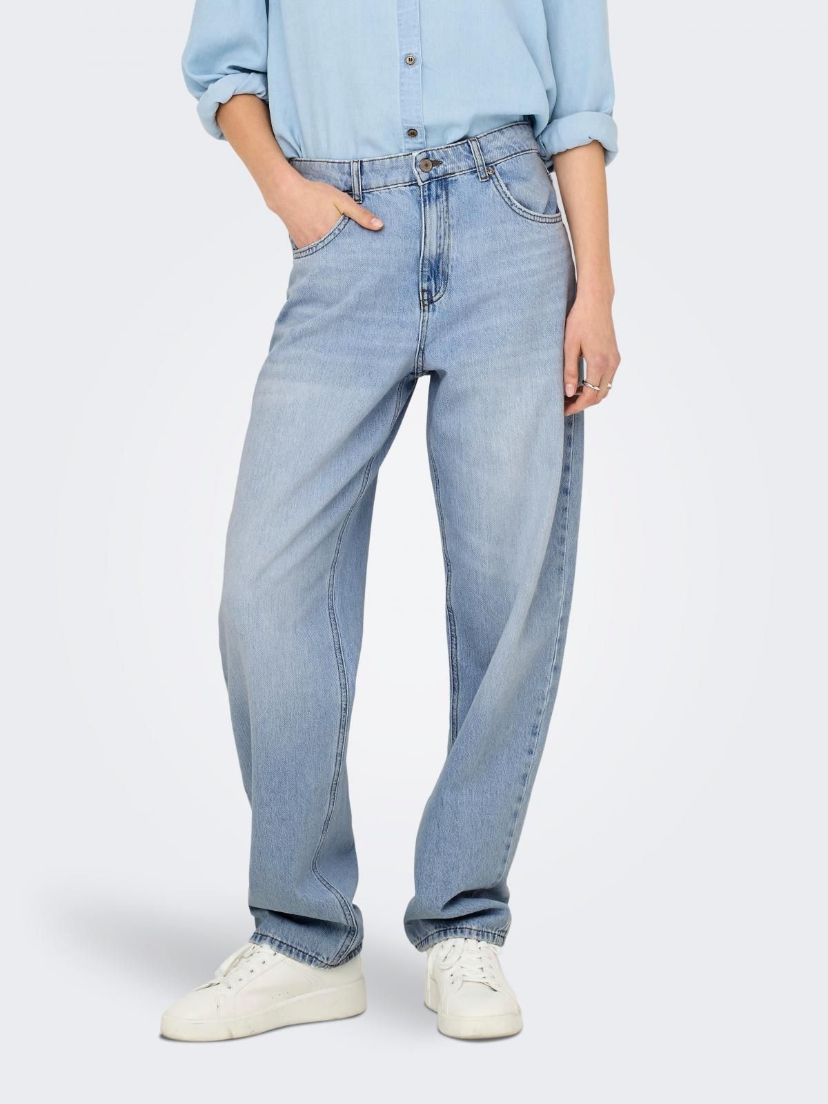 온리 데님 미드웨이스트 배기핏 청바지 15355034_2116 BLUE / LIGHT BLUE DENIM - 상품 이미지