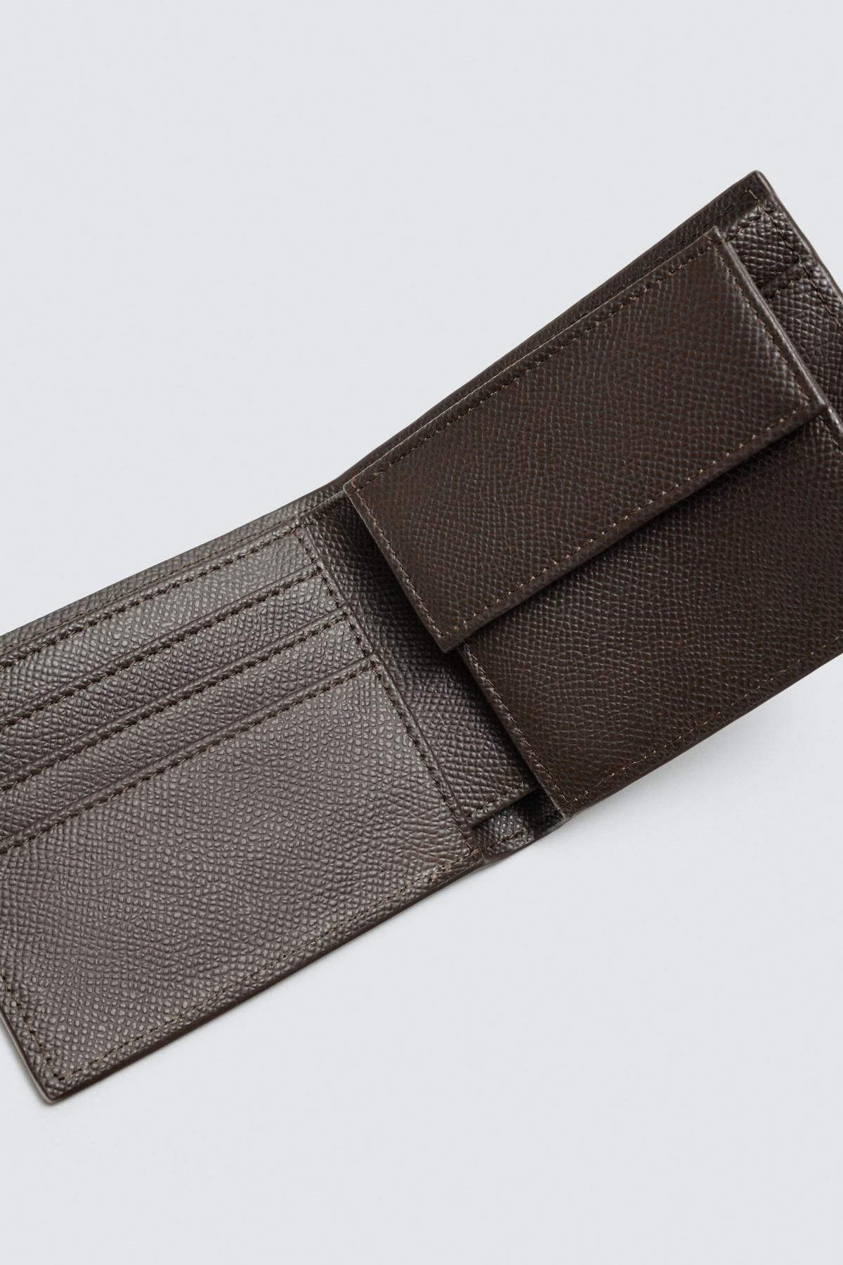자라 텍스처 미니멀 반지갑 3805/520 BROWN - 상세 이미지 3