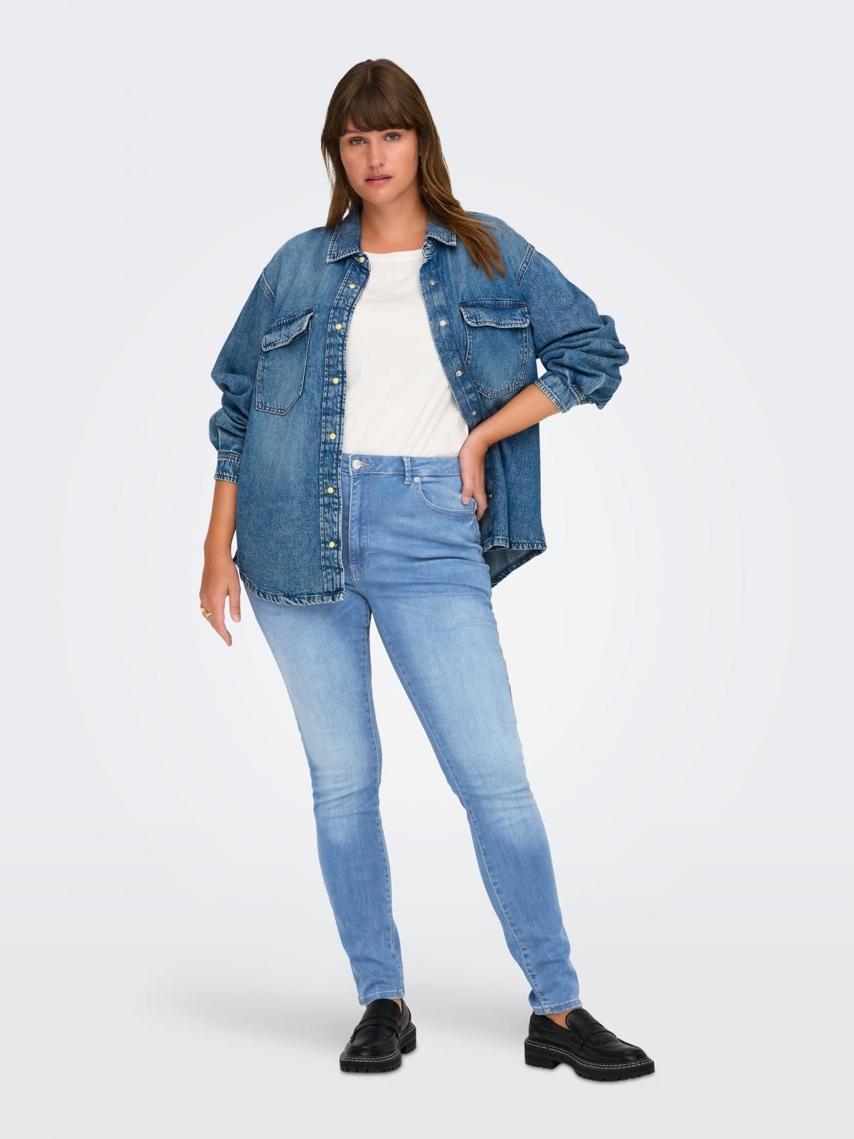 온리 연청 하이웨이스트 스키니핏 데님 팬츠 15313912_2116 BLUE / LIGHT BLUE DENIM - 상세 이미지 5
