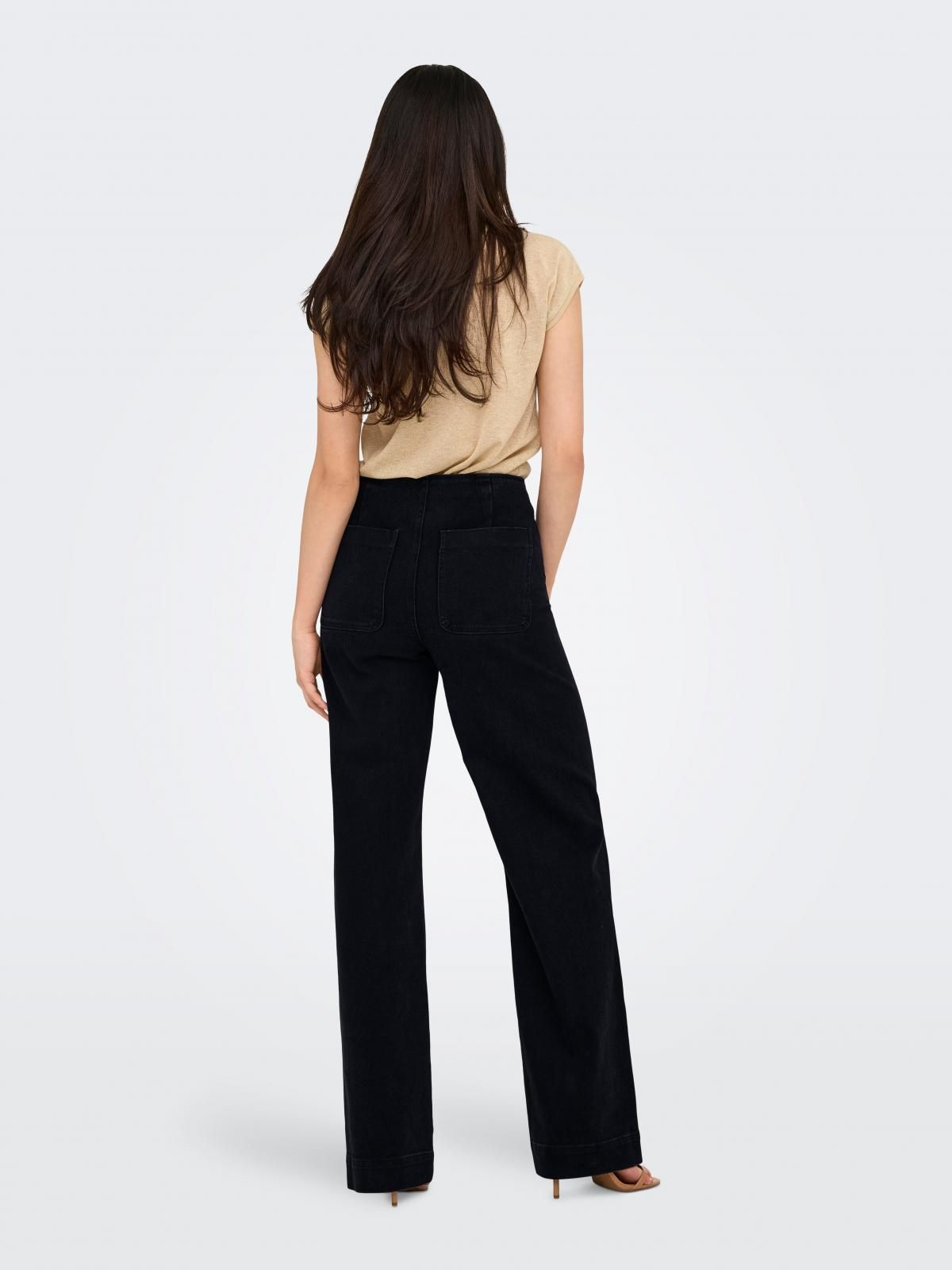 온리 하이웨이스트 와이드핏 데님 팬츠 15356699_2103 BLACK / BLACK DENIM - 상세 이미지 3