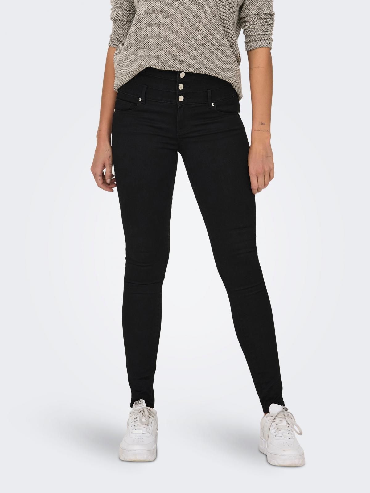 온리 하이웨이스트 스키니핏 데님 블랙 청바지 15229235_2103 BLACK / BLACK DENIM - 상품 이미지