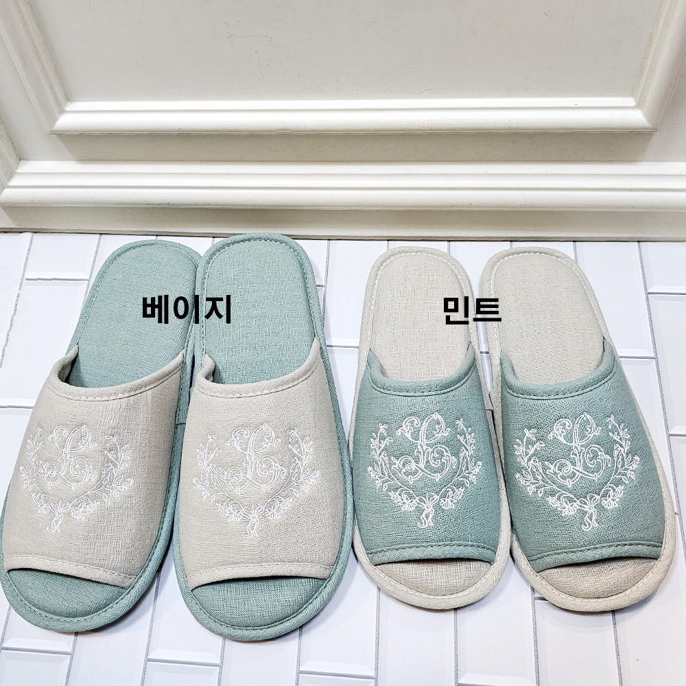 로라 자수 커플실내화 여성 남성 사계절 층간소음방지슬리퍼 거실화 사무실화 - 상세 이미지 2