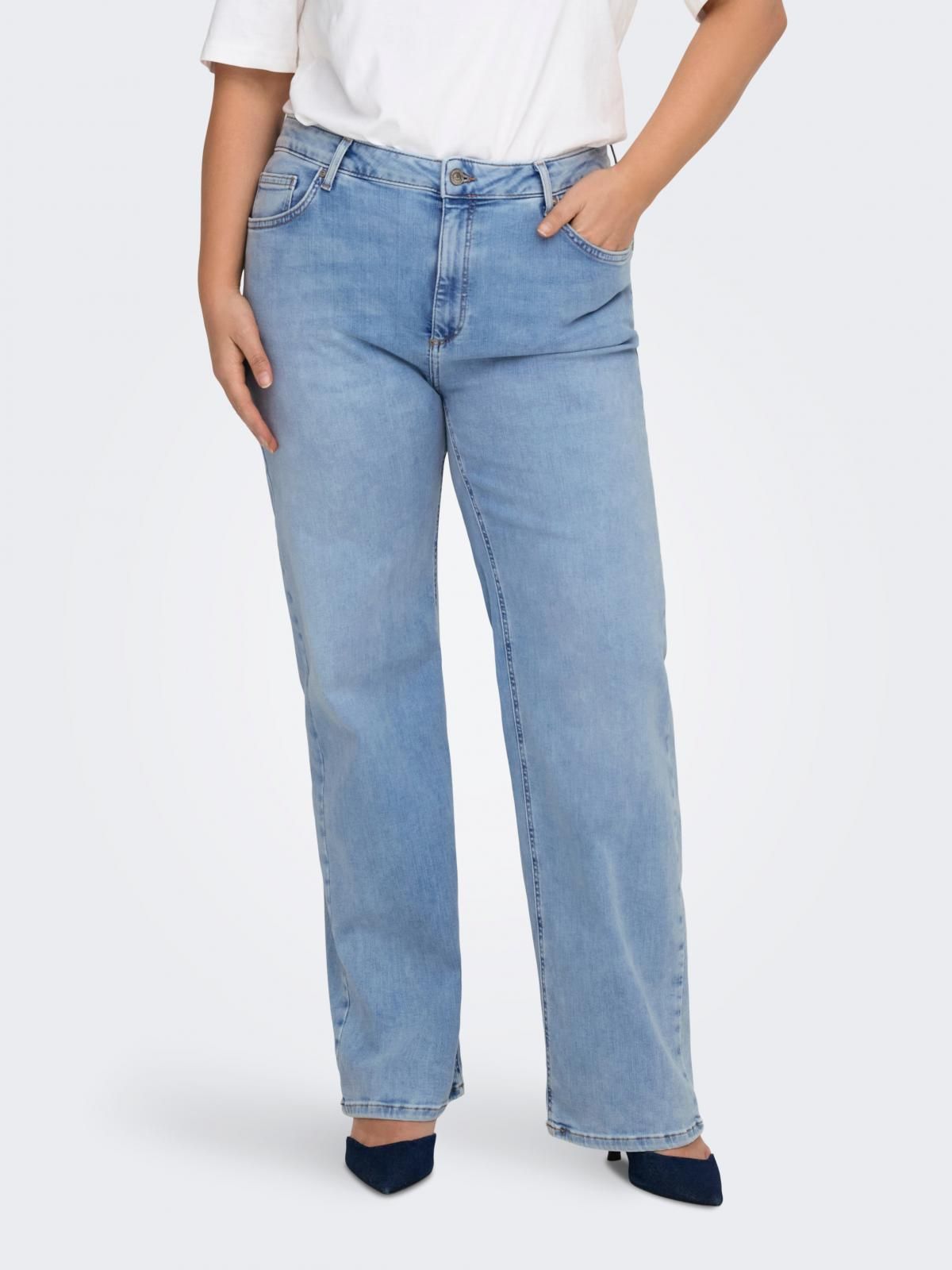 온리 빅사이즈 하이웨이스트 와이드핏 진 15313368_2116 BLUE / DARK BLUE DENIM - 상품 이미지