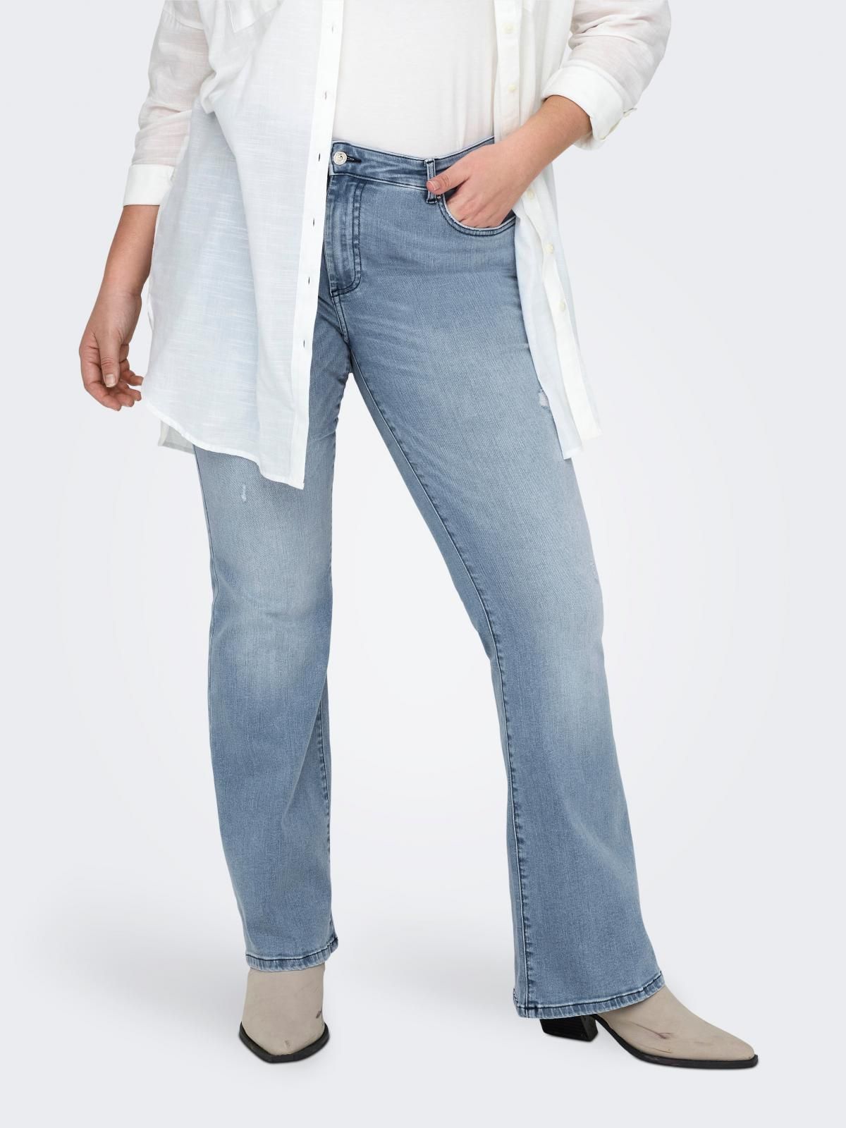 온리 미드웨이스트 플레어핏 데님 팬츠 15316649_2116 BLUE / LIGHT BLUE DENIM - 상품 이미지