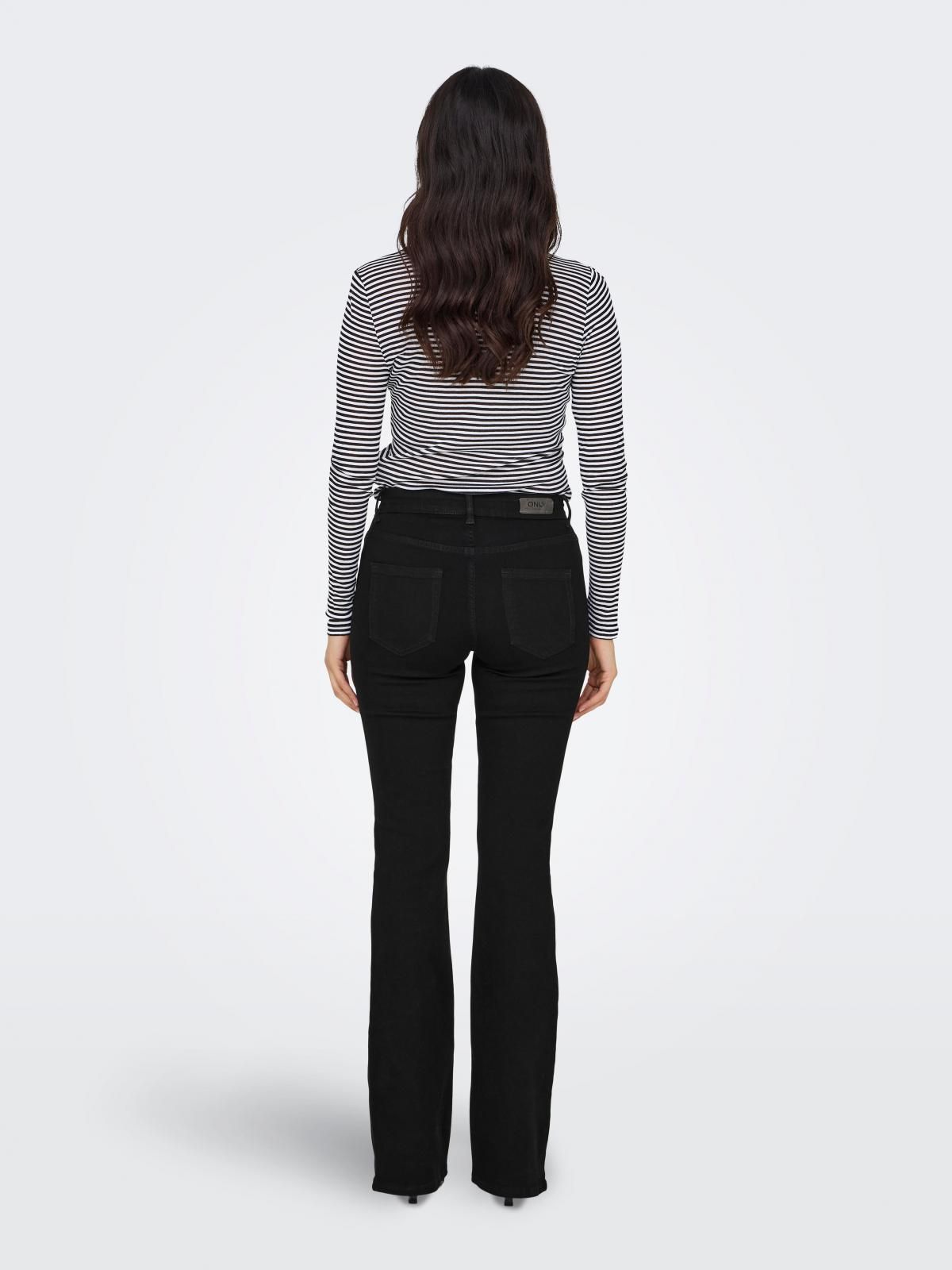 온리 블랙 미드웨이스트 플레어 데님 팬츠 15324908_2103 BLACK / BLACK DENIM - 상세 이미지 2