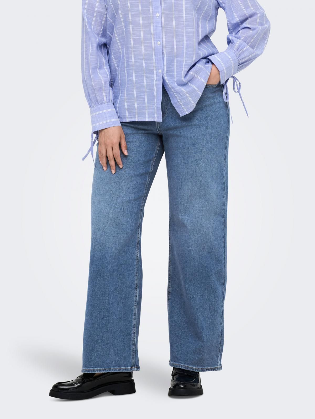 온리 빅사이즈 하이웨이스트 와이드핏 청바지 15355016_2116 BLUE / LIGHT BLUE DENIM - 상품 이미지