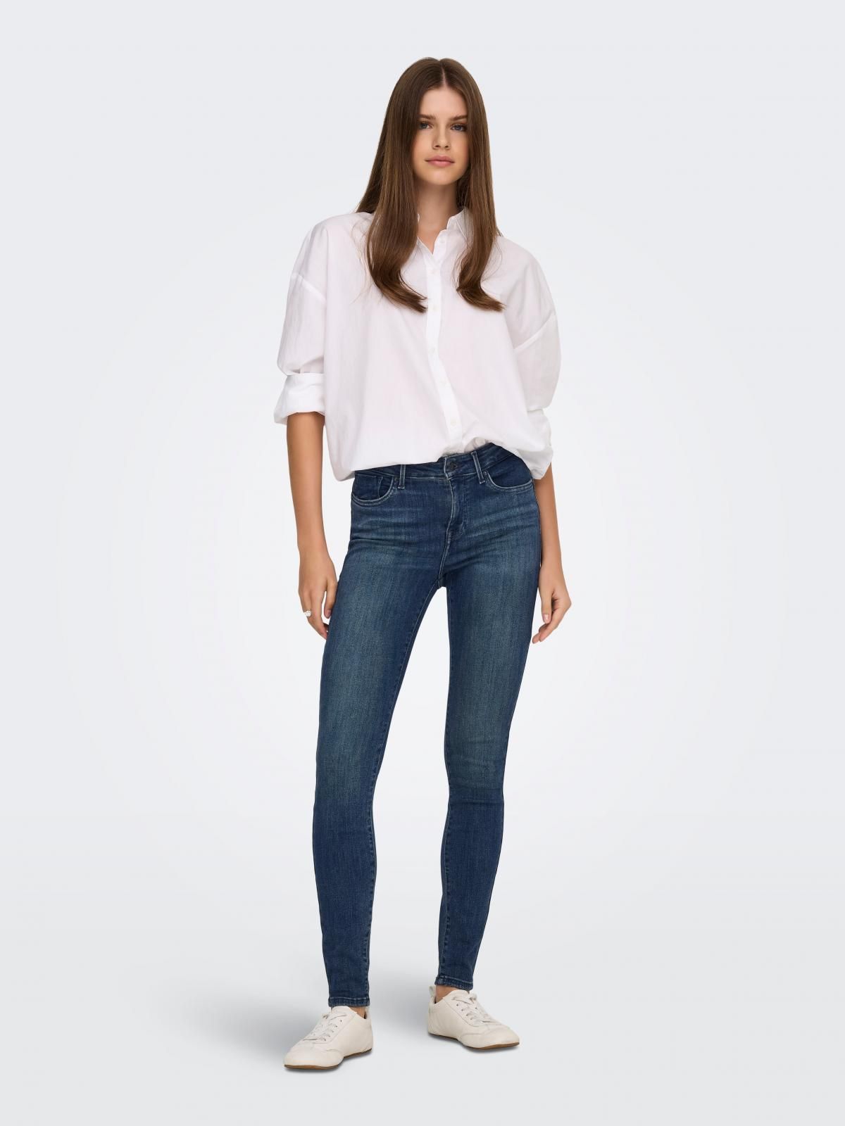 온리 데님 미드라이즈 스키니핏 청바지 15366668_2114 BLUE / DARK BLUE DENIM - 상세 이미지 5