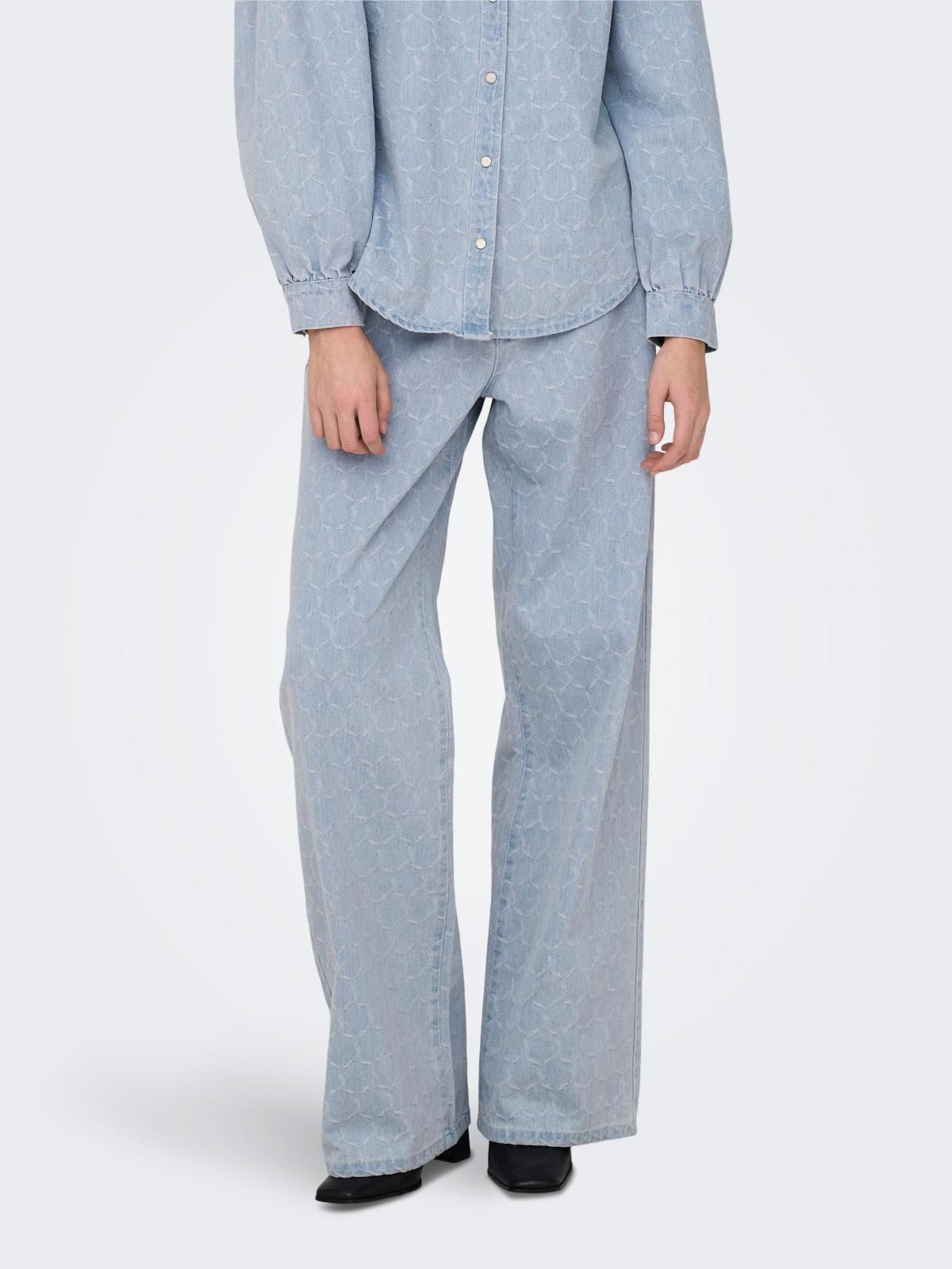 온리 연청 와이드핏 데님 팬츠 코튼 테크니컬 15312764_2116 BLUE / LIGHT BLUE DENIM - 상품 이미지