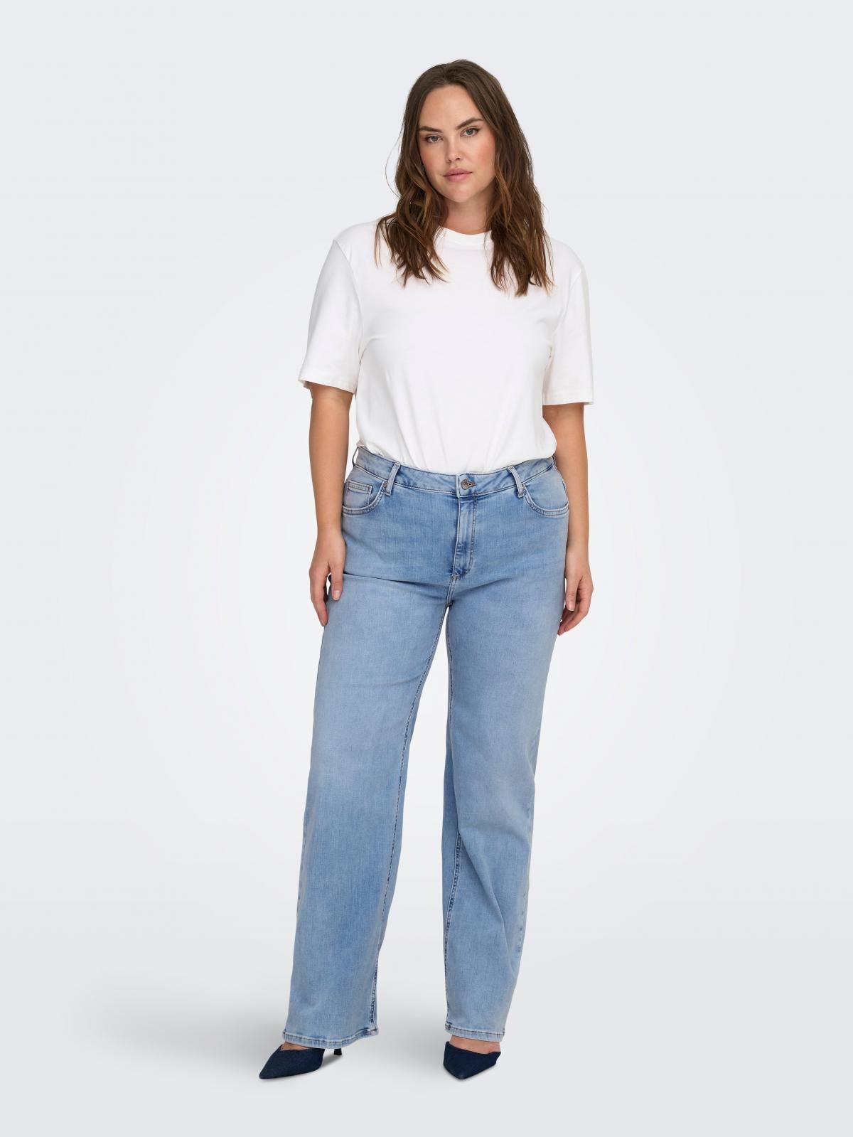 온리 빅사이즈 하이웨이스트 와이드핏 진 15313368_2116 BLUE / DARK BLUE DENIM - 상세 이미지 5
