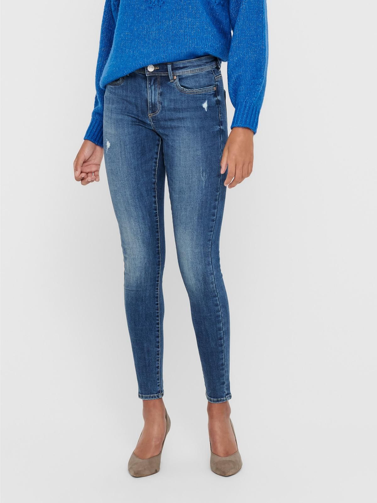 온리 슈퍼스트레치 미드웨이스트 스키니핏 진 15219241_2115 BLUE / MEDIUM BLUE DENIM - 메인 이미지