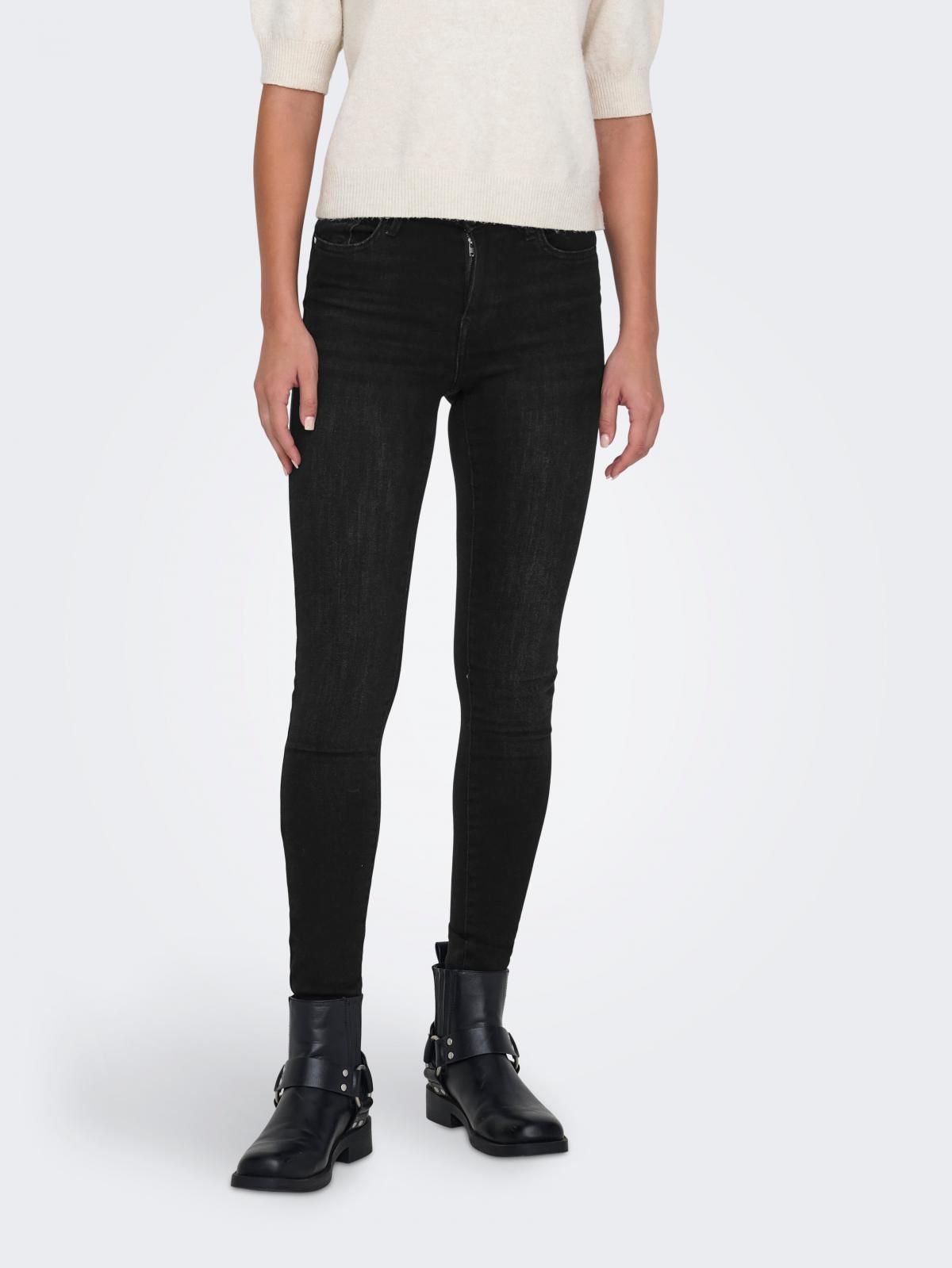온리 블랙 미드웨이스트 스키니핏 데님진 15325984_8183 BLACK / WASHED BLACK - 상품 이미지