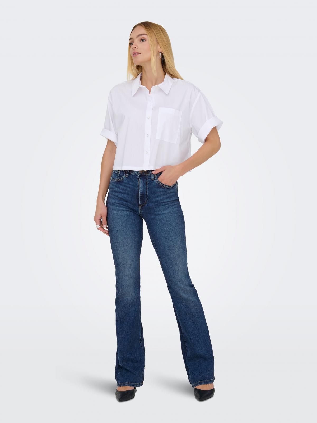 온리 하이라이즈 플레어핏 데님 부츠컷 청바지 15361593_2114 BLUE / DARK BLUE DENIM - 상세 이미지 5