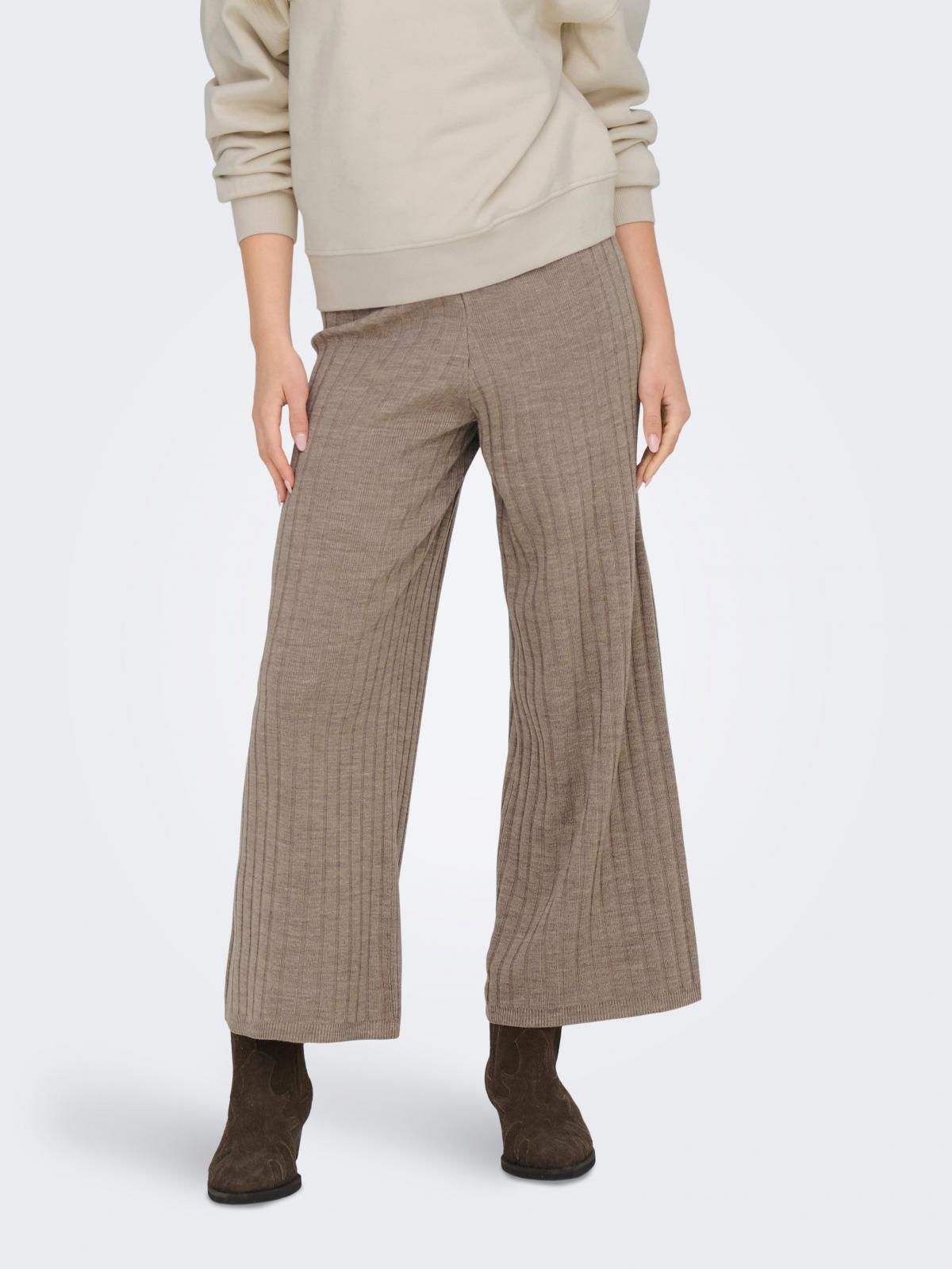 온리 니트 와이드핏 루즈핏 팬츠 15242972_221_895983 WHITE / BEIGE - 상품 이미지