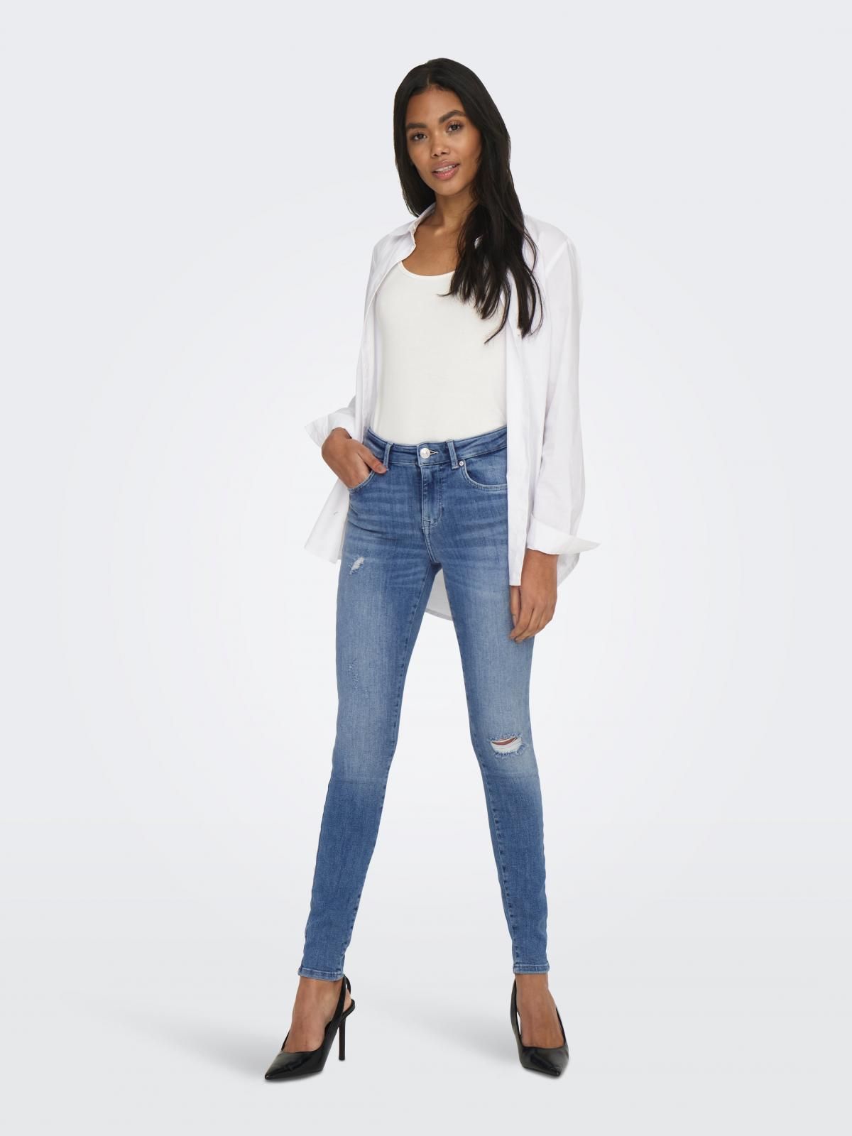 온리 데님 미드웨이스트 스키니핏 진 15230607_2115 BLUE / MEDIUM BLUE DENIM - 상세 이미지 5