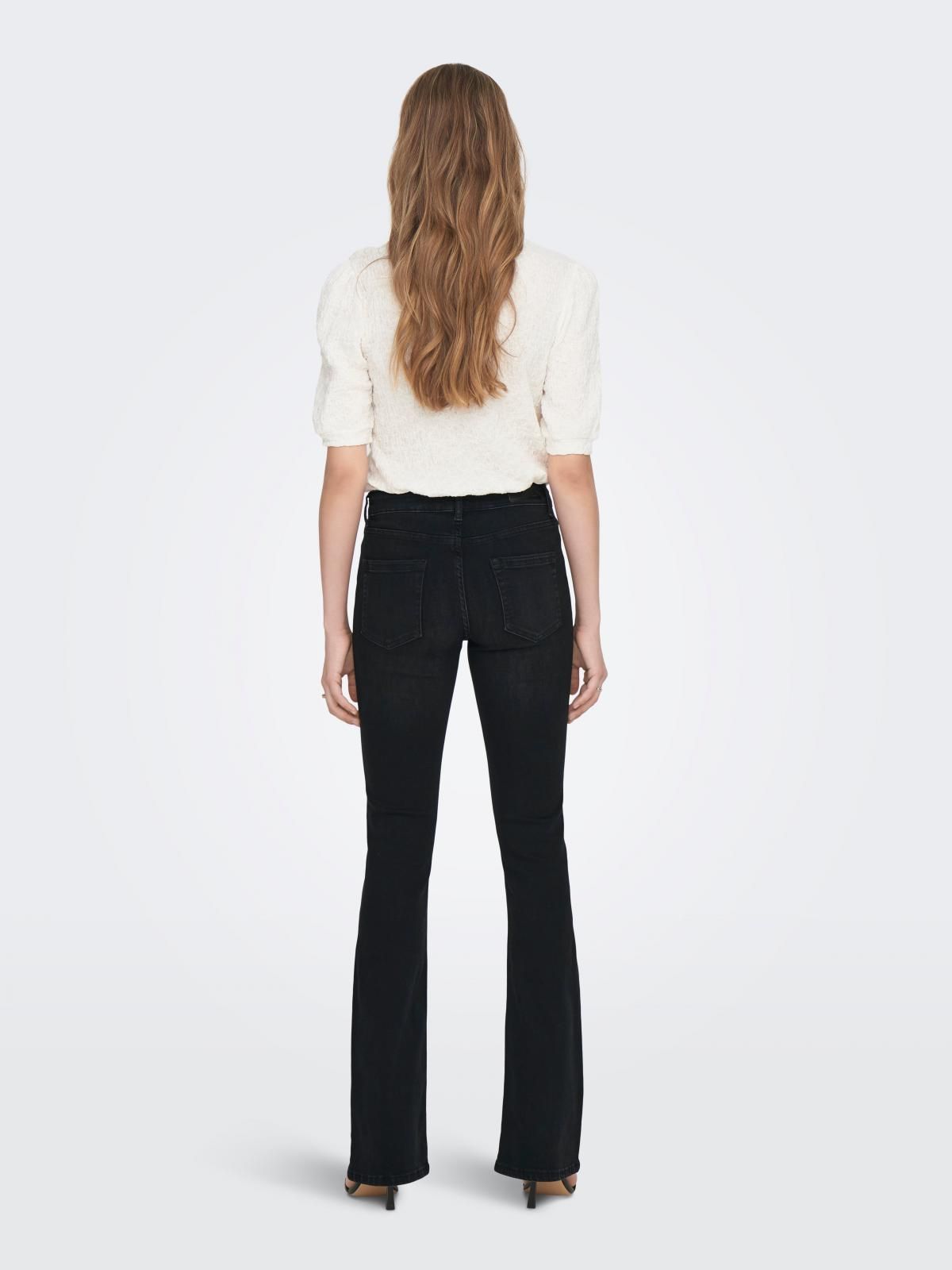 온리 블랙 미드웨이스트 플레어핏 데님 팬츠 15286686_8183 BLACK / WASHED BLACK - 상세 이미지 2