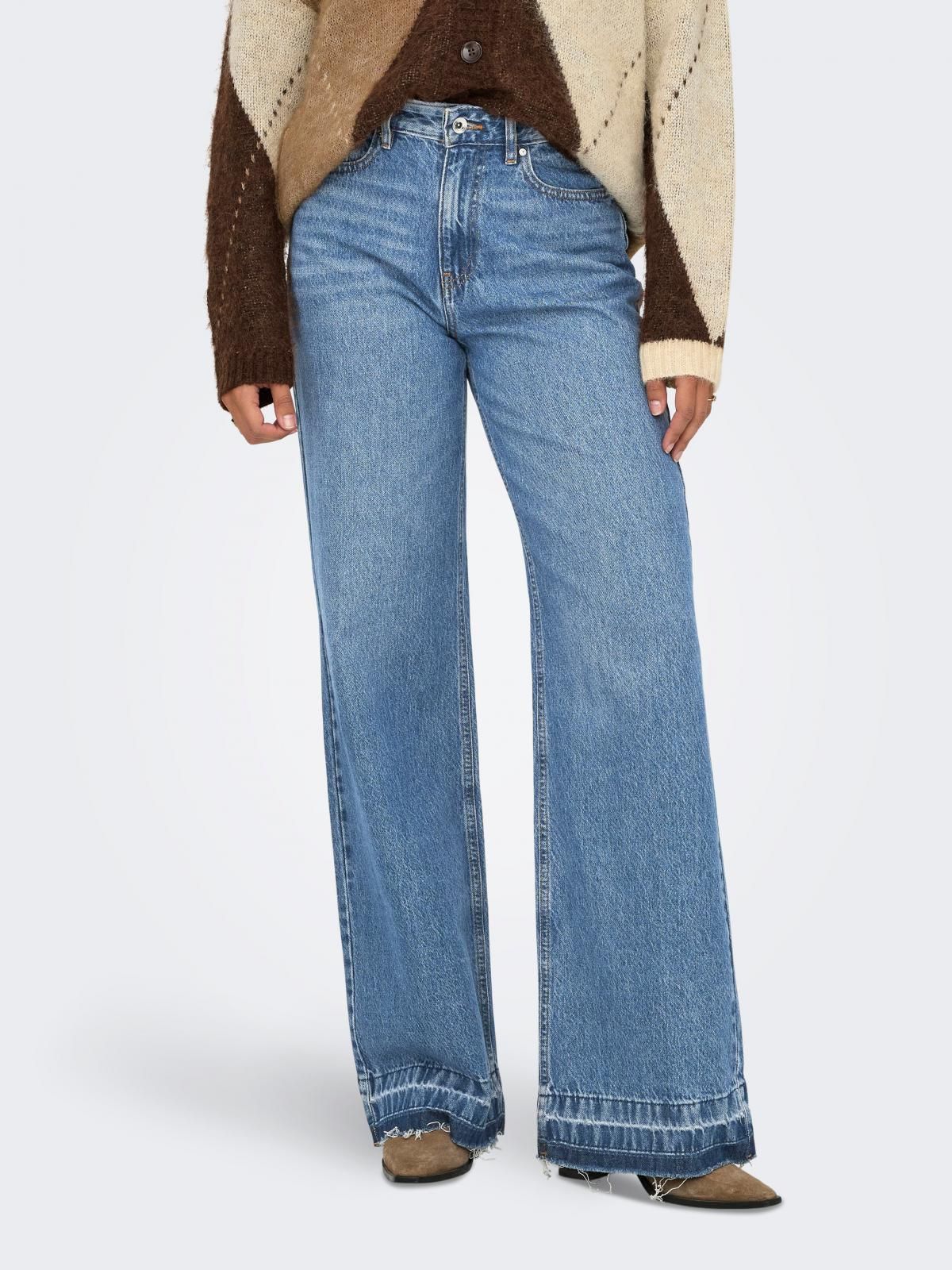 온리 하이웨이스트 와이드핏 데님 팬츠 15360520_2116 BLUE / LIGHT BLUE DENIM - 상품 이미지