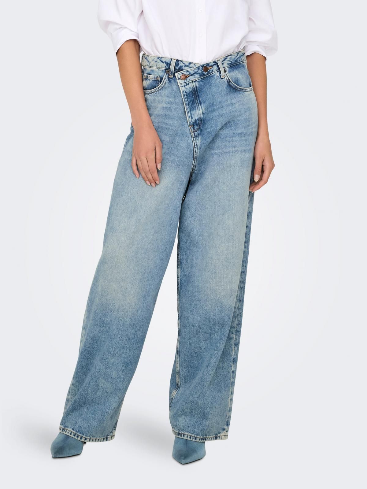 온리 데님 미드웨이스트 와이드핏 청바지 15325749_2115 BLUE / MEDIUM BLUE DENIM - 상품 이미지