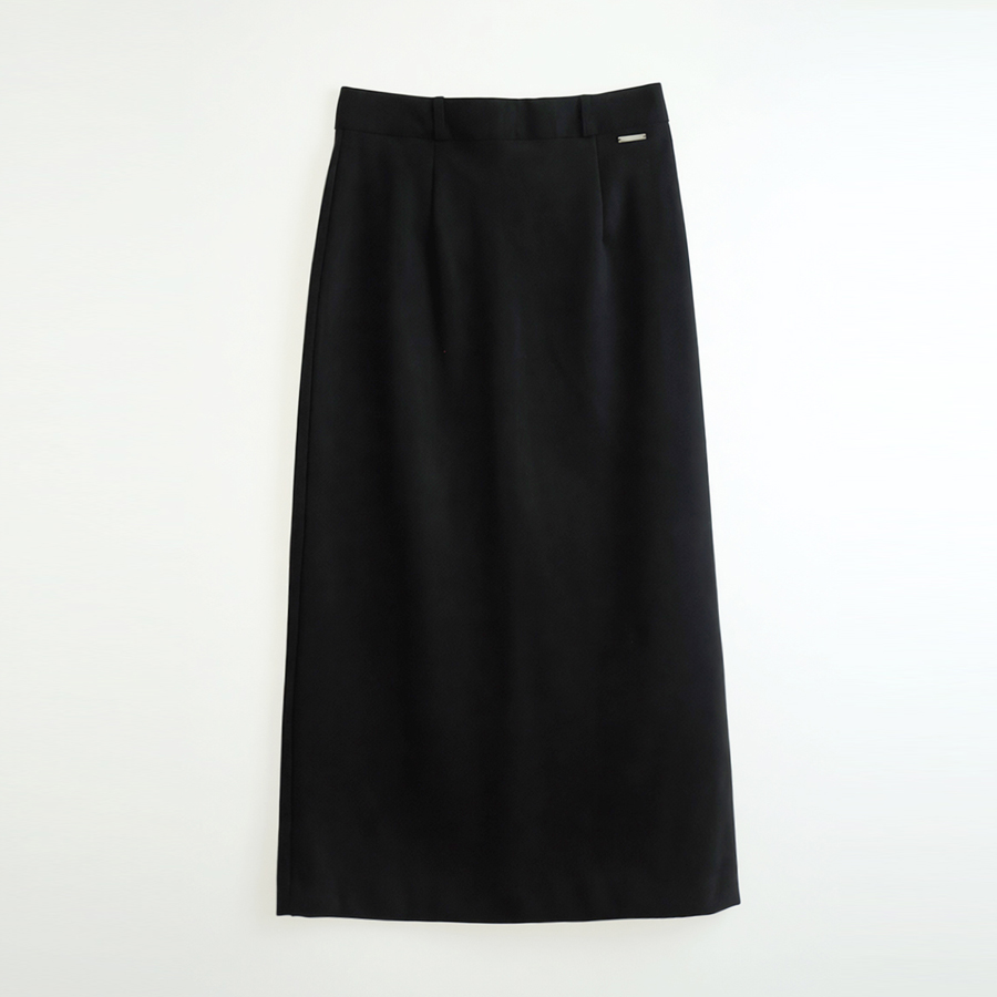 소프트 스웨이드 스트레이트 슬릿 맥시 롱 스커트 (BLACK 2 SIZE) - 상품 이미지