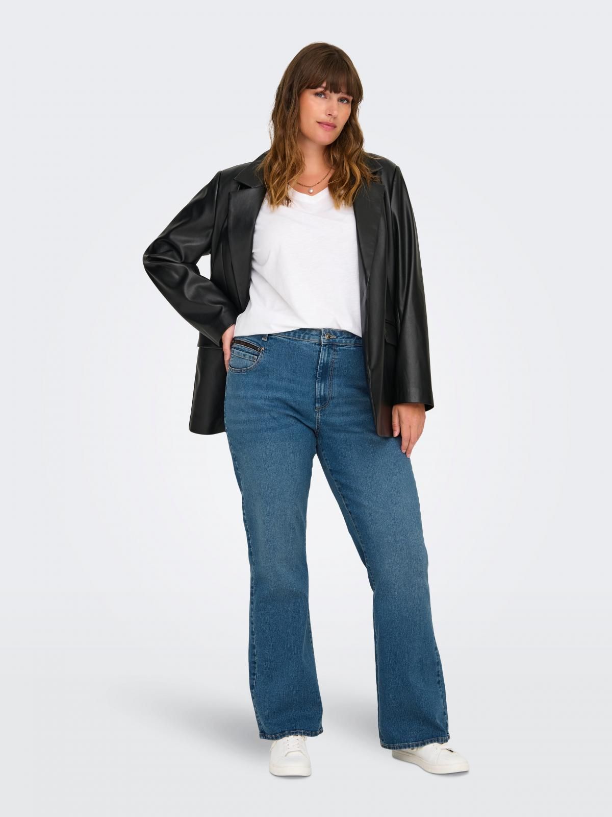 온리 하이웨이스트 플레어핏 데님 청바지 15337039_2115 BLUE / MEDIUM BLUE DENIM - 상세 이미지 5