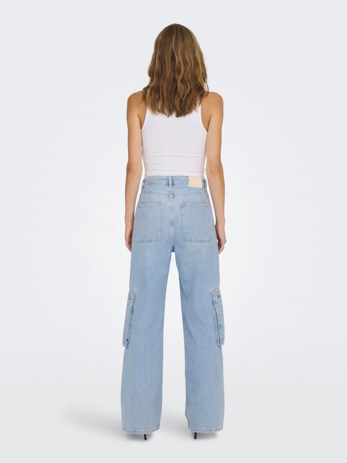온리 데님 하이웨이스트 와이드 카고 팬츠 15296889_2116 BLUE / LIGHT BLUE DENIM - 상세 이미지 2