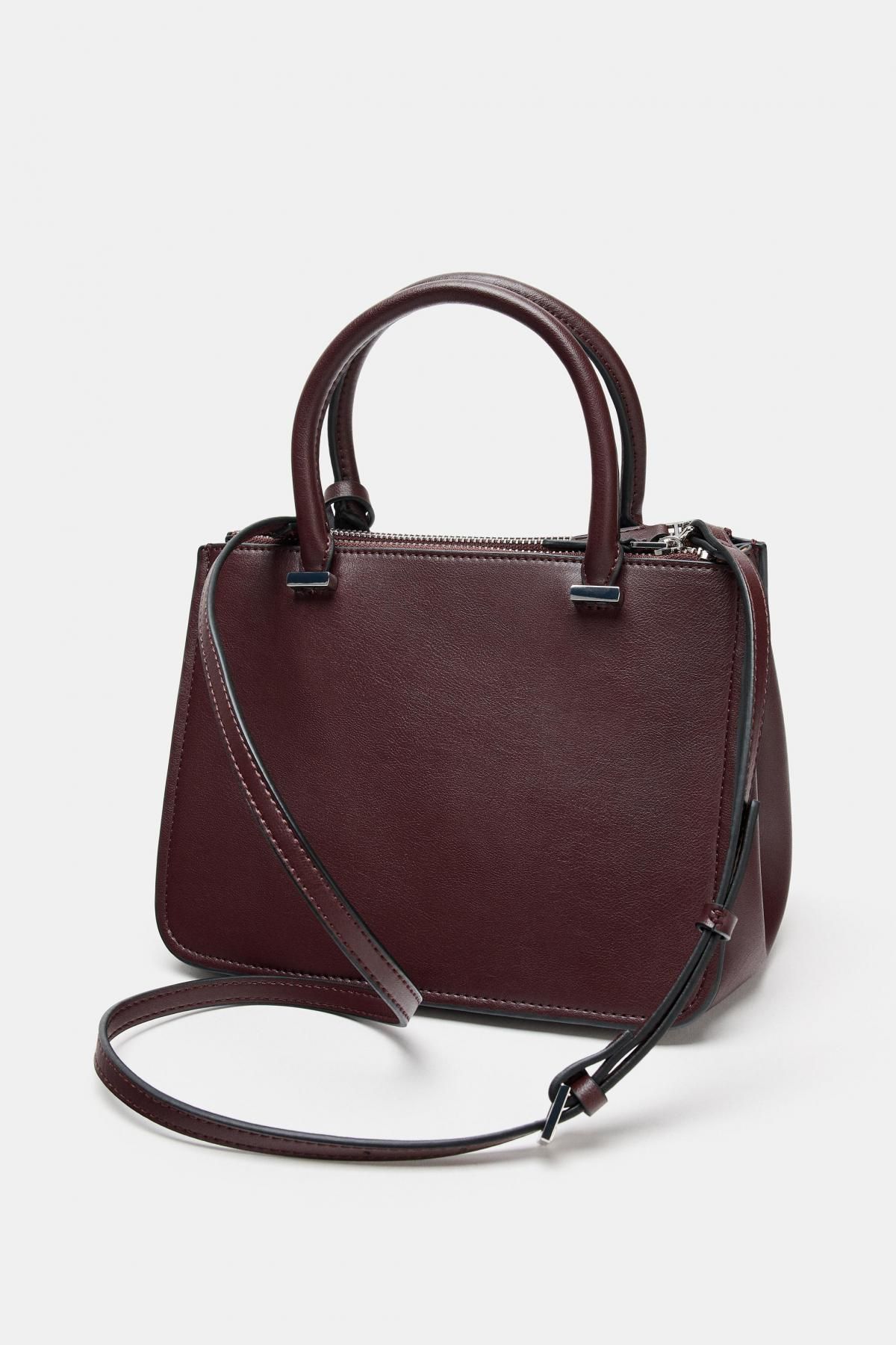 자라 버건디 미니 토트 시티백 더블핸들 6753/610 BURGUNDY RED - 상세 이미지 5