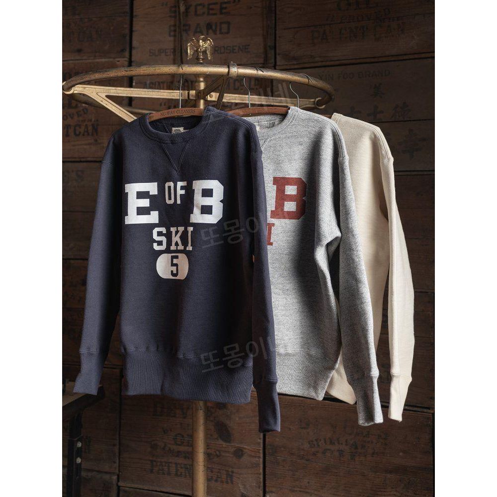 브론슨 BRONSON 600g 순수 면 스웨트 셔츠 SKI 스키 팀 레트로 더블 V넥 해군 S - 상품 이미지