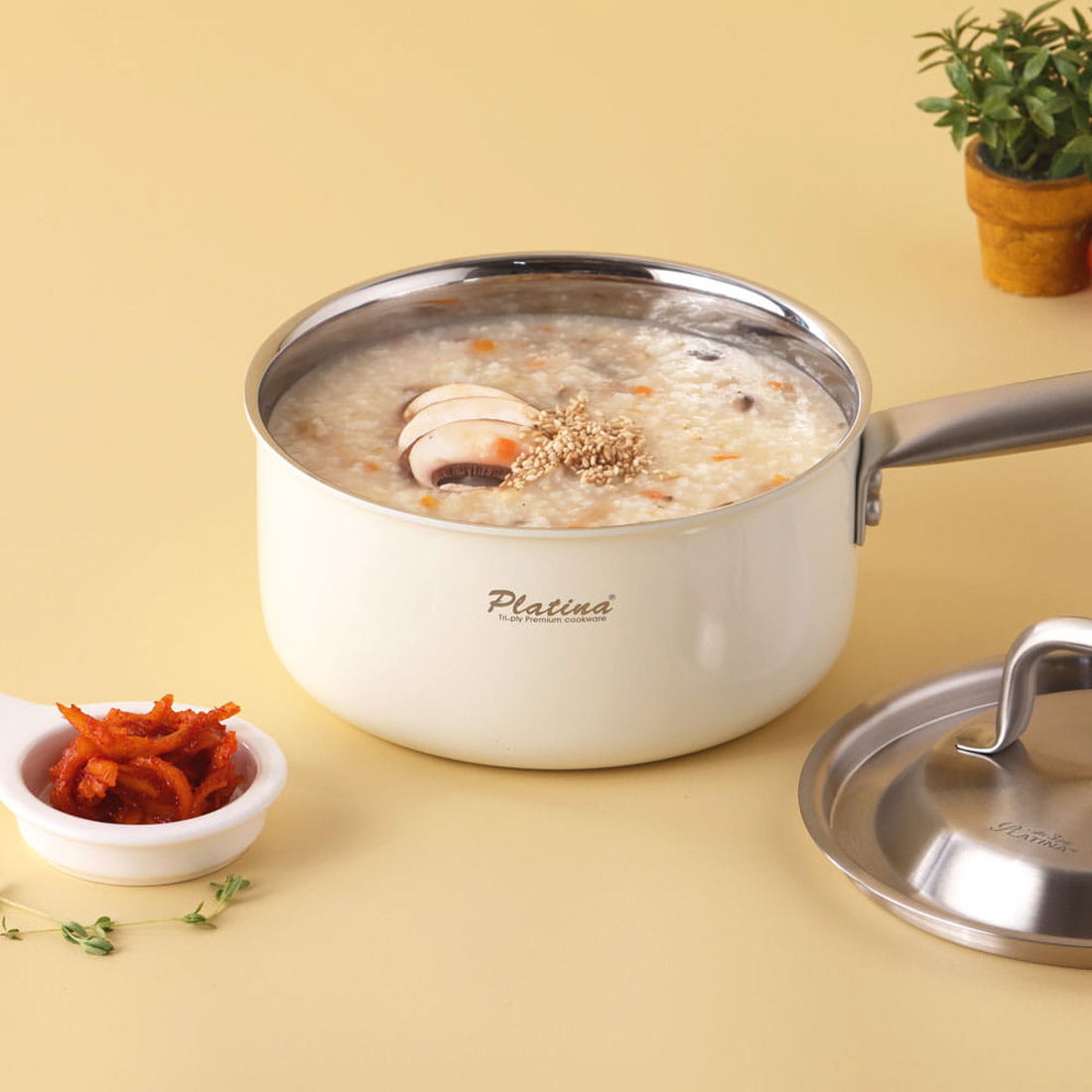 크림 통3중 스텐냄비 인덕션 냄비 라면 찌개 곰솥 젖병 열탕 키친플라워 멀티팟 18cm - 상세 이미지 4