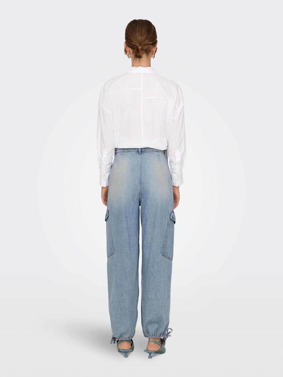 온리 하이웨이스트 와이드핏 데님 카고 진 15334982_2116 BLUE / LIGHT BLUE DENIM - 상세 이미지 2
