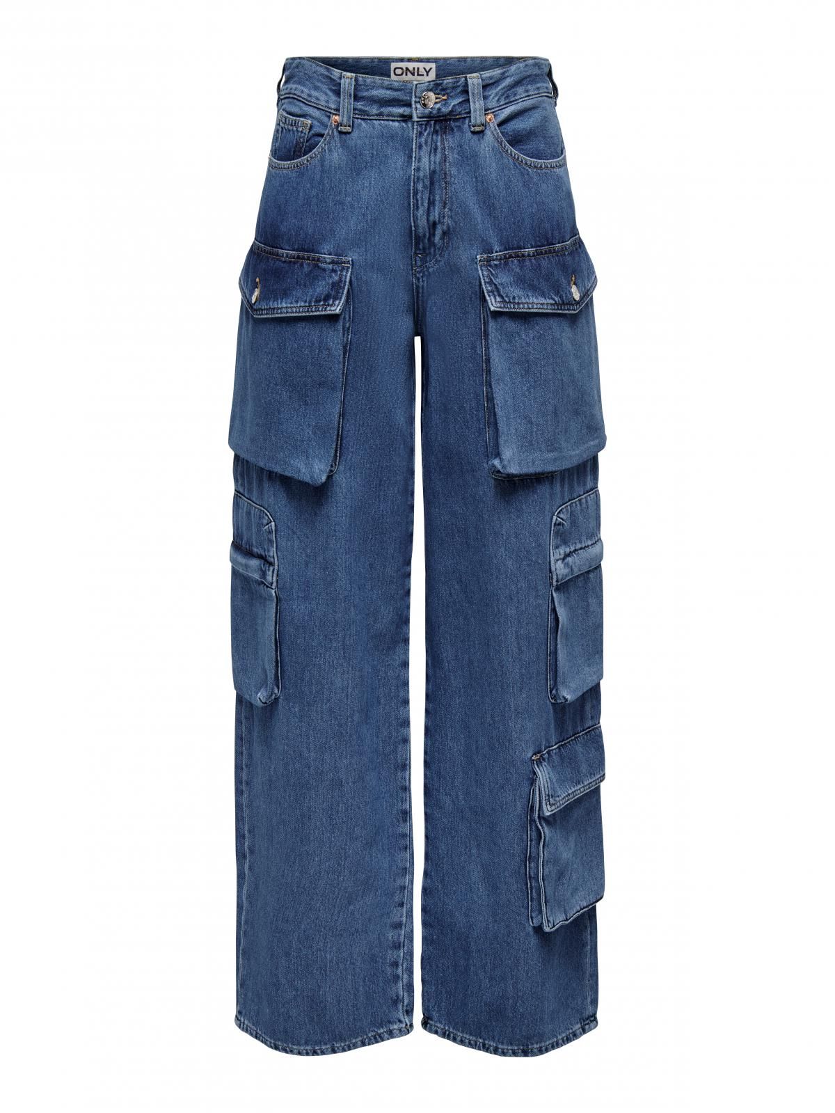 온리 테크니컬 와이드핏 데님 청바지 15274037_2115 BLUE / MEDIUM BLUE DENIM - 상세 이미지 3