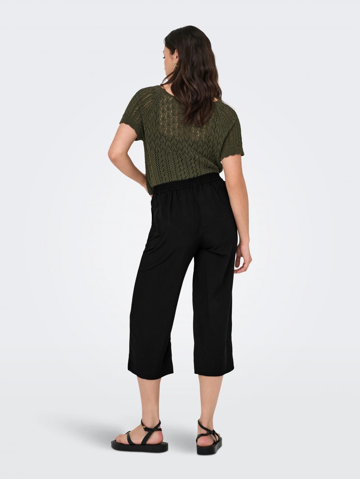 온리 크롭 레귤러핏 와이드 슬랙스 팬츠 15357111_2161 BLACK / BLACK - 상세 이미지 2