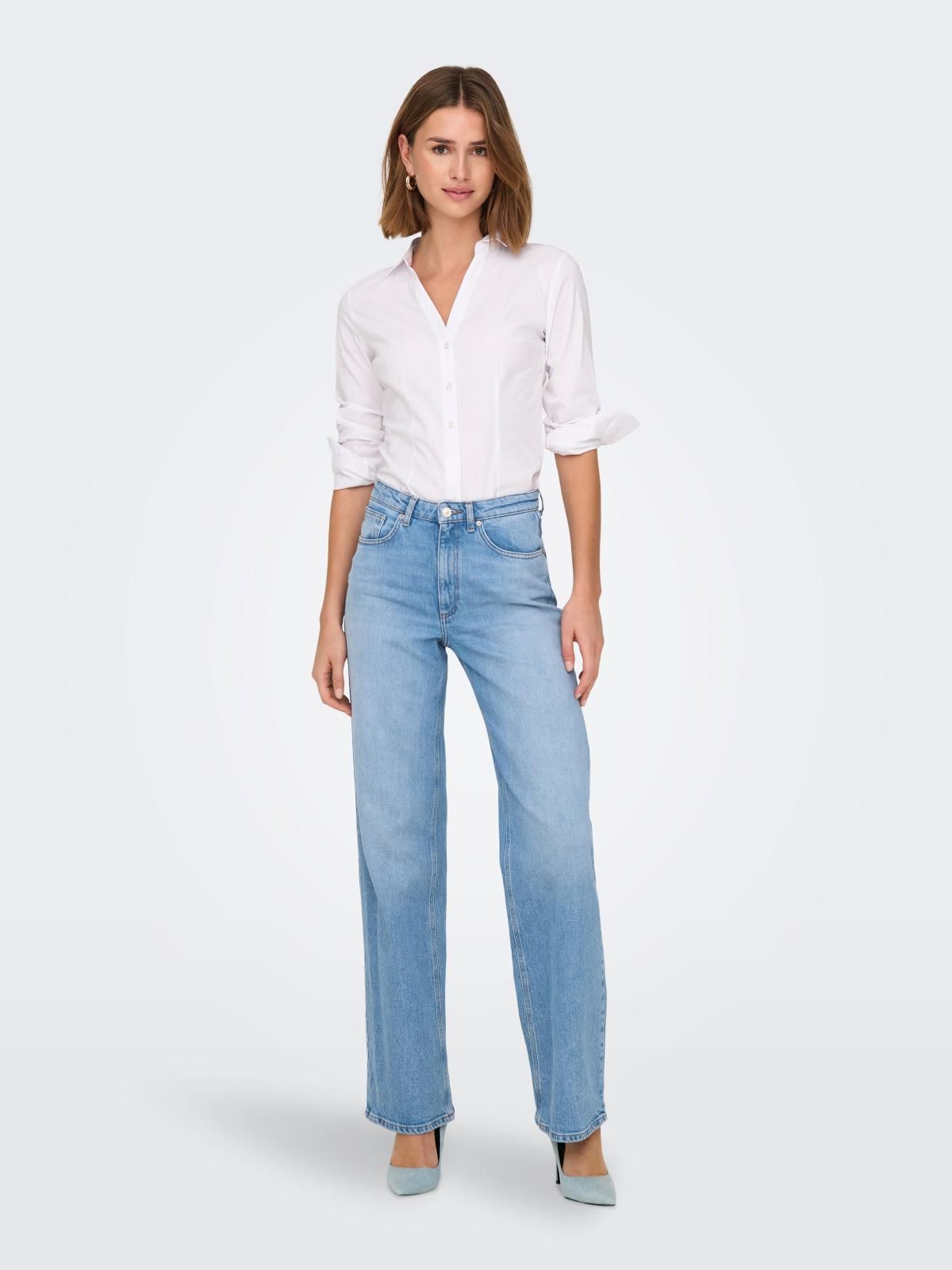 온리 하이웨이스트 와이드핏 데님 팬츠 15345249_2116 BLUE / LIGHT BLUE DENIM - 상세 이미지 5