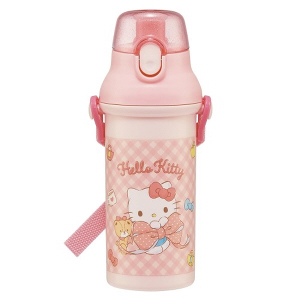 헬로키티 빅리본 원터치 어깨끈물병 480ml 물통 - 상품 이미지