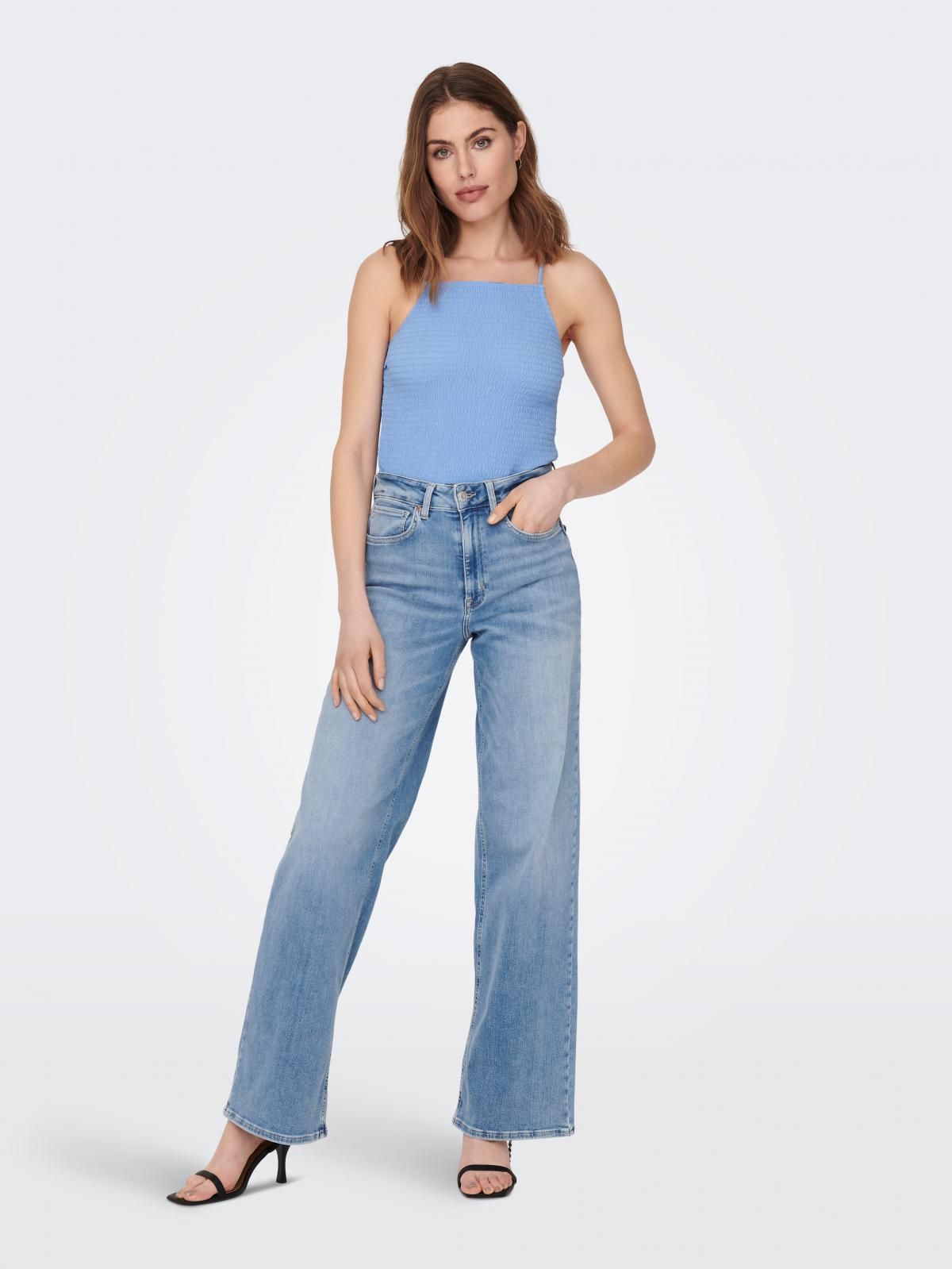 온리 연청 하이웨이스트 와이드핏 데님팬츠 15282975_2116 BLUE / LIGHT BLUE DENIM - 상세 이미지 5