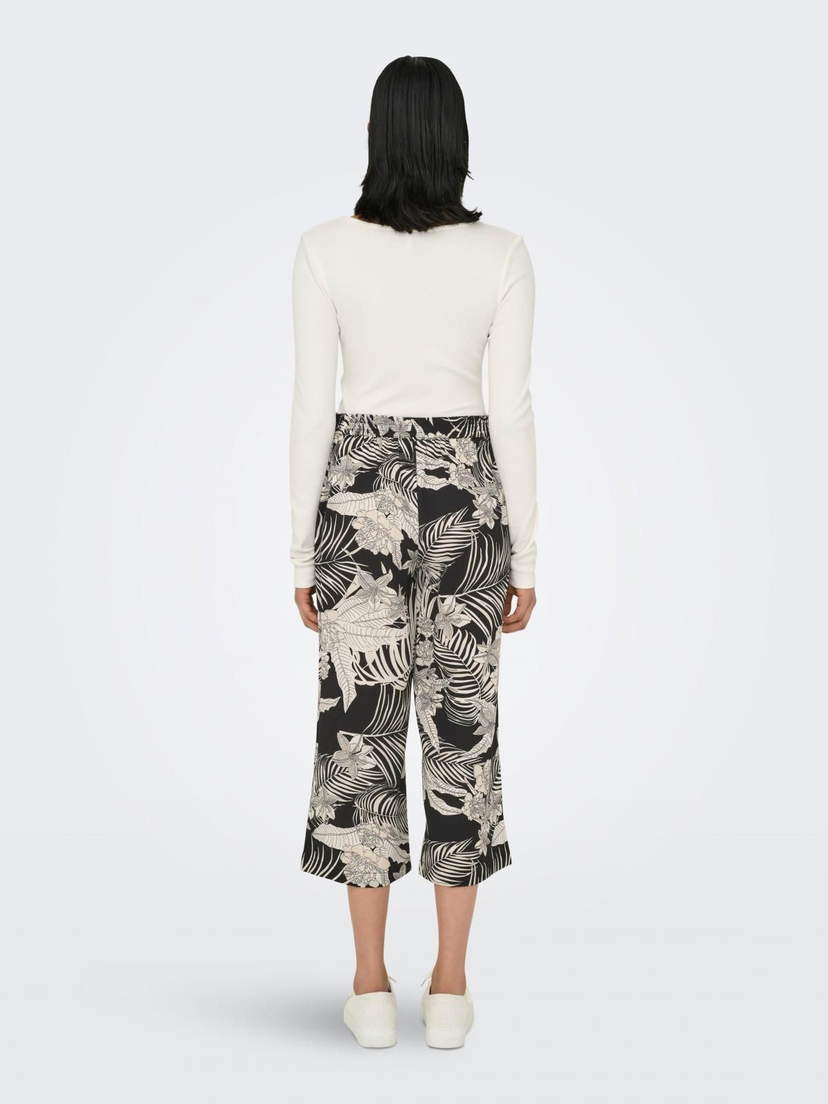 온리 트로피컬 패턴 와이드 크롭 팔라조 팬츠 15174974_2161_1195936 BLACK / BLACK - 상세 이미지 2