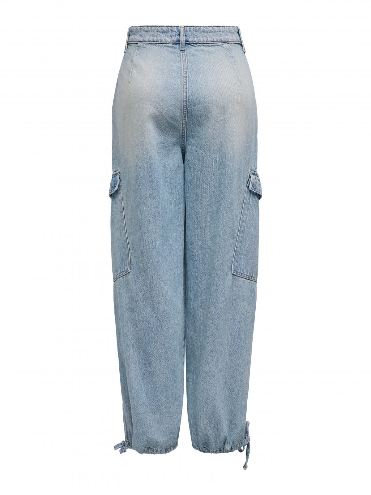 온리 하이웨이스트 와이드핏 데님 카고 진 15334982_2116 BLUE / LIGHT BLUE DENIM - 상세 이미지 4