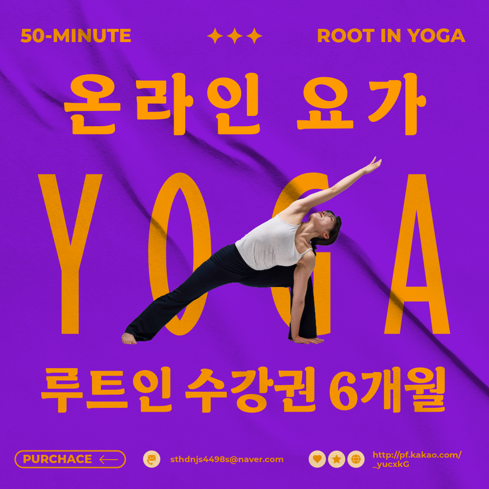 루트인 요가 6개월 수강권 온라인요가 초보 새벽 저녁 아침 주말 줌 홈트 갱년기 비대면