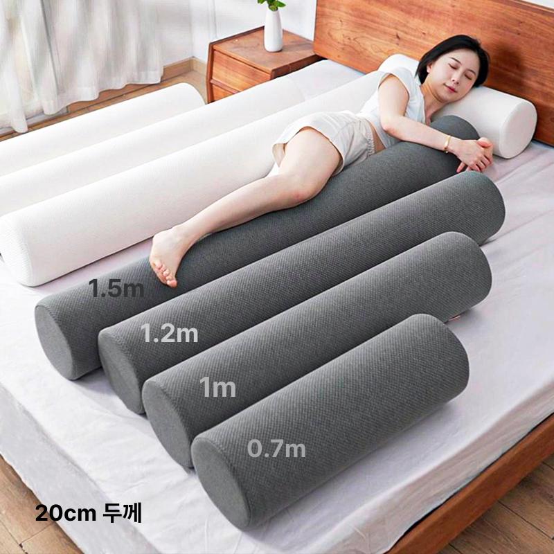 롱 바디필로우 임산부용 등신 대형 쿠션 베개 여자 남자용 셰닐 다크그레이 직경 15cmx50cm - 상세 이미지 4