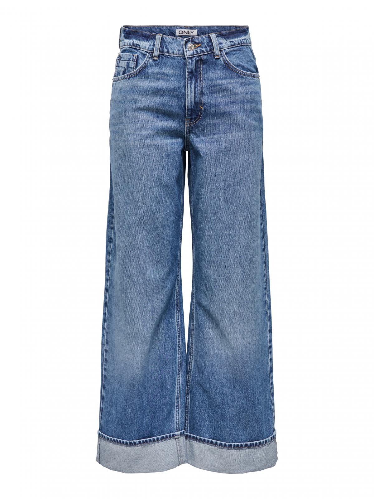 온리 하이웨이스트 데님 와이드핏 청바지 15325823_2115 BLUE / MEDIUM BLUE DENIM - 상품 이미지