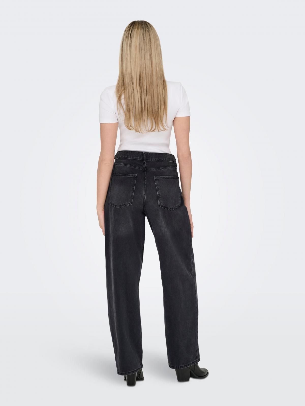 온리 배기핏 데님 블랙 미드웨이스트 청바지 15366776_8183 BLACK / WASHED BLACK - 상세 이미지 2