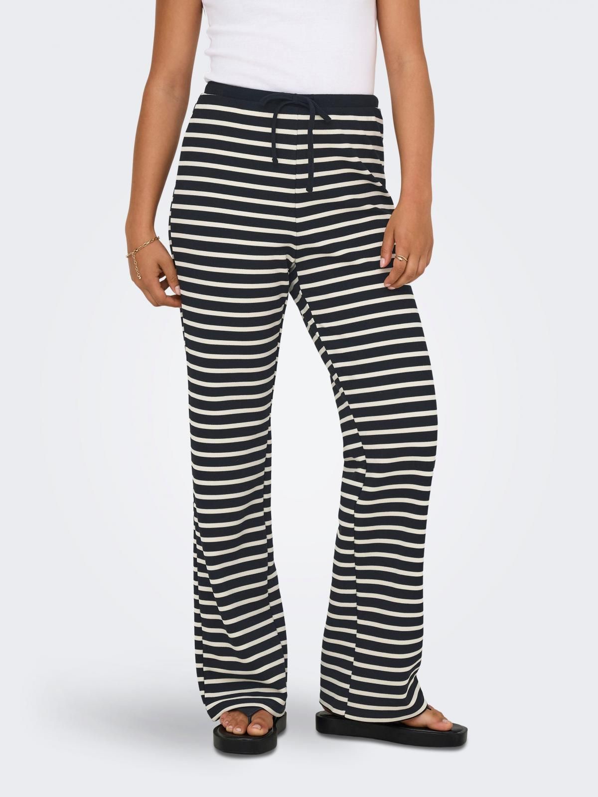 온리 스트라이프 루즈핏 조거팬츠 비스코스 15357601_2161_1219650 BLACK / BLACK - 상품 이미지