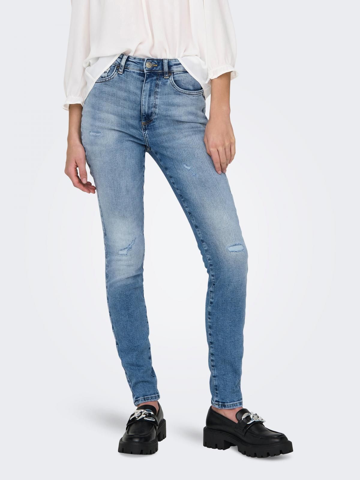 온리 하이웨이스트 데님 스키니핏 청바지 15288957_7023 BLUE / LIGHT MEDIUM BLUE DENIM - 상품 이미지