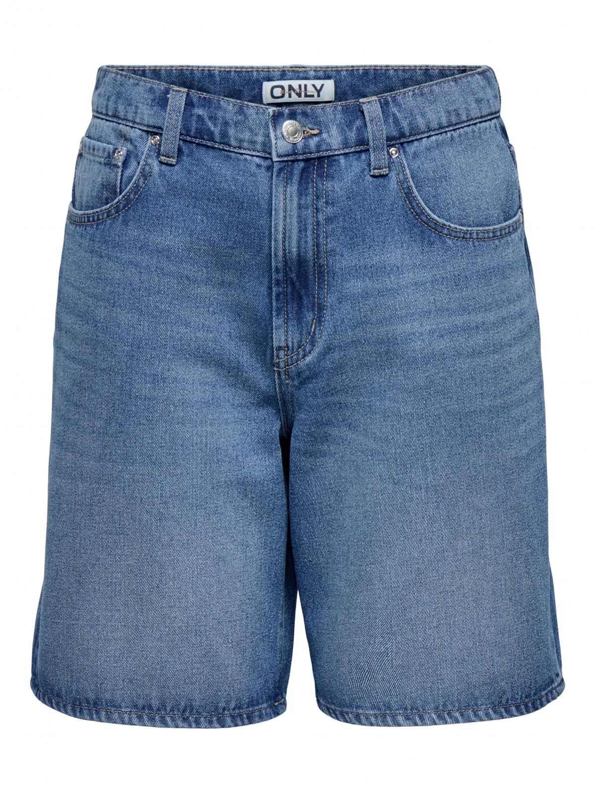 온리 하이웨이스트 와이드핏 데님 반바지 15357915_2115 BLUE / MEDIUM BLUE DENIM - 상세 이미지 3