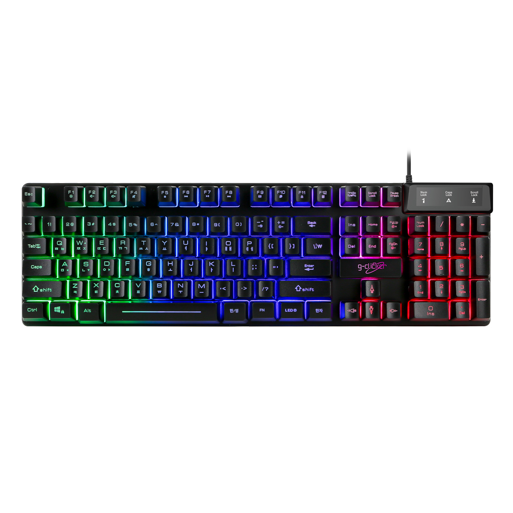 지클릭커 슈퍼히어로 G3 Plus 104키 레인보우 LED 게이밍 키보드 스카이블루 - 상세 이미지 3