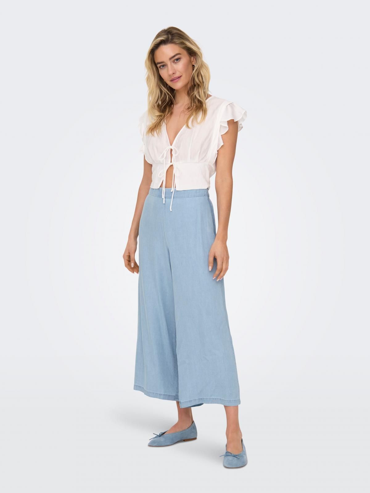 온리 라이트블루 와이드핏 큐롯 팬츠 15337936_2116 BLUE / LIGHT BLUE DENIM - 상세 이미지 5