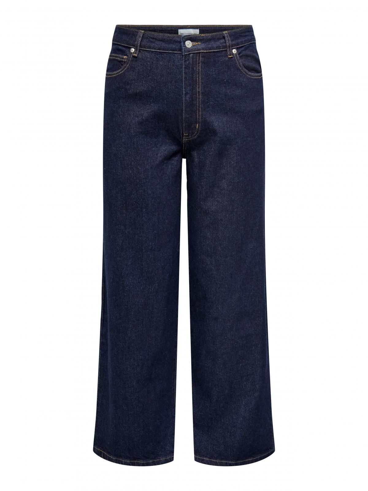 온리 플러스사이즈 와이드 크롭 데님 팬츠 15342146_2114 BLUE / DARK BLUE DENIM - 상세 이미지 3