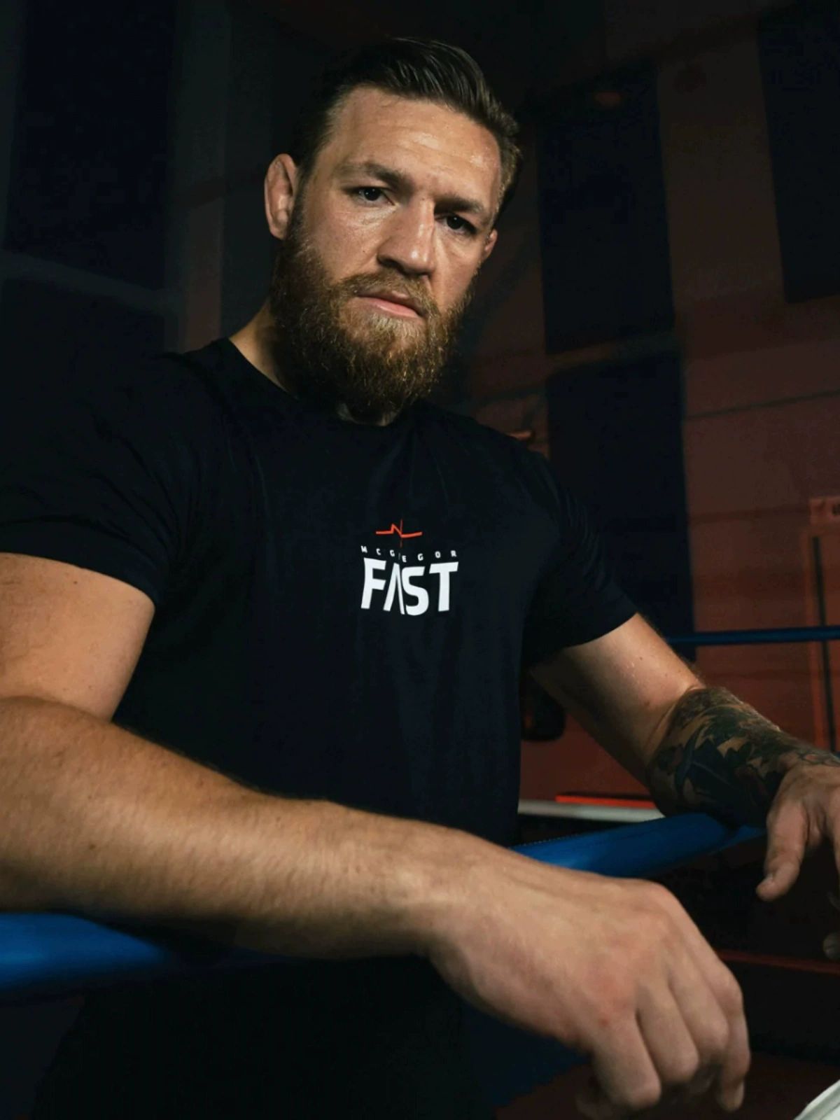 코너 맥그리거 반팔티 fast 블랙 ufc 운동복 남자 격투기 복싱 트레이닝 의상 라운드넥 - 상세 이미지 4