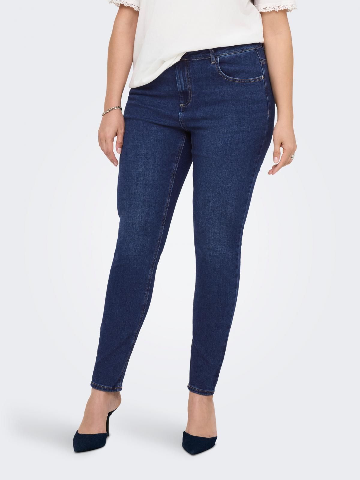 온리 플러스사이즈 데님 스키니핏 진 15355014_2115 BLUE / MEDIUM BLUE DENIM - 상품 이미지