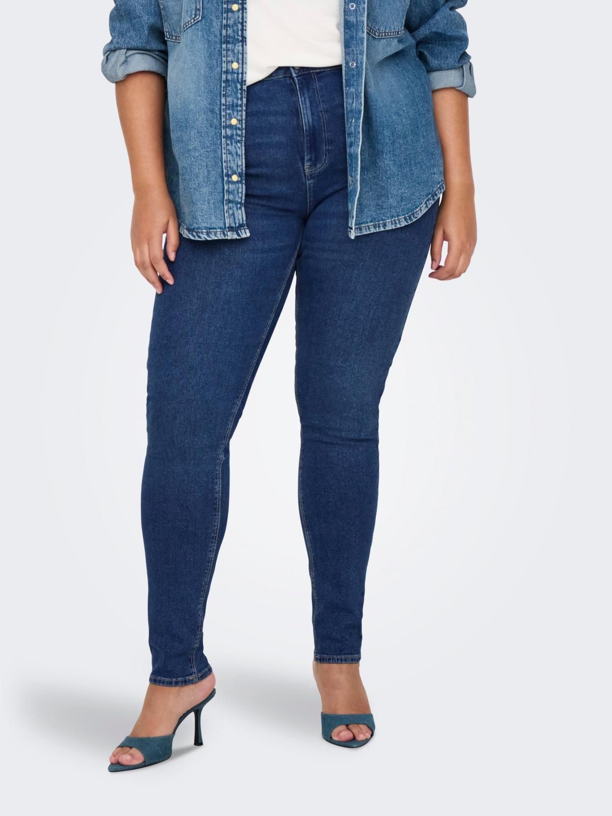 온리 하이웨이스트 스키니핏 데님 청바지 15310450_7024 BLUE / DARK MEDIUM BLUE DENIM - 상품 이미지